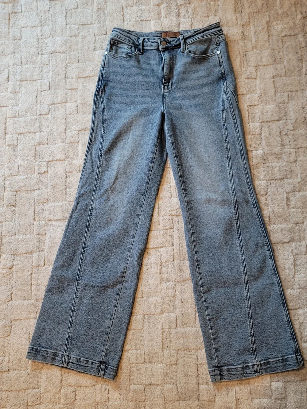 EUC JUDY BLUE Joy High Rise Side Seam Retro Wide Leg Medium Wash Jeans Size 9/29 - Picture 4 of 16